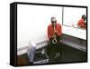 Ray Charles with His Alto Saxophone Backstage-null-Framed Stretched Canvas