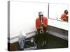 Ray Charles with His Alto Saxophone Backstage-null-Stretched Canvas