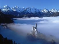Neuschwanstein Castle Surrounded in Fog-Ray Juno-Framed Stretched Canvas