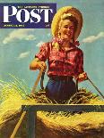 "Woman Driving Hay Wagon," Saturday Evening Post Cover, August 14, 1943-Ray Prohaska-Giclee Print