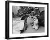 Raymond and Susie McFarland Looking at Their New Airedale Puppy Leaning Out of a Christmas Gift Box-Ralph Crane-Framed Photographic Print