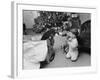 Raymond and Susie McFarland Looking at Their New Airedale Puppy Leaning Out of a Christmas Gift Box-Ralph Crane-Framed Photographic Print