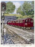 Northern Line Train on It's Way to Kennington Via Charing Cross Emerges Overground from a Tunnel-Raymond Way-Mounted Art Print