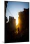 Rays of early evening sun on the dusty streets of Thamel after earthquake, Kathmandu, Nepal, Asia-Julian Bound-Mounted Photographic Print