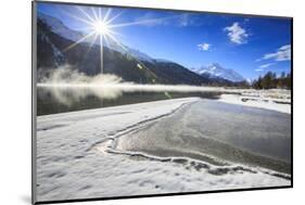 Rays of Winter Sun Illuminate Lake Silvaplana Still Partially Frozen, Switzerland-Roberto Moiola-Mounted Photographic Print