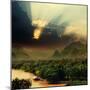 Rays on Sky over Khwae Yai River Which Is in Thailand-Sergiy Serdyuk-Mounted Photographic Print