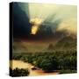 Rays on Sky over Khwae Yai River Which Is in Thailand-Sergiy Serdyuk-Stretched Canvas