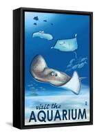 Rays - Visit the Aquarium-Lantern Press-Framed Stretched Canvas