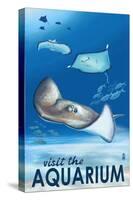 Rays - Visit the Aquarium-Lantern Press-Stretched Canvas