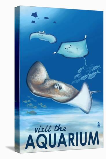 Rays - Visit the Aquarium-Lantern Press-Stretched Canvas