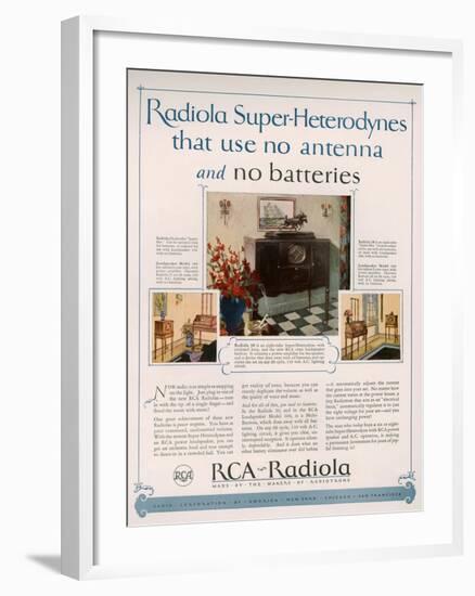 RCA Radiola, Magazine Advertisement, USA, 1926-null-Framed Giclee Print