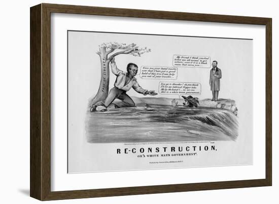 Re-Construction, Or, "A White Man's Government", Published by Currier and Ives, New York, 1868-null-Framed Giclee Print