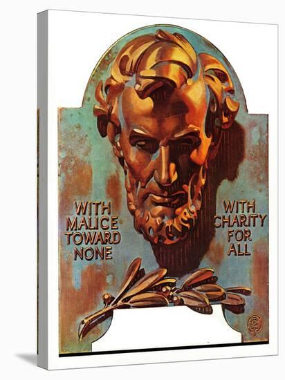 "Re -print of "Bronze Lincoln"," February 1, 1976-Joseph Christian Leyendecker-Stretched Canvas