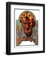 "Re -print of "Bronze Lincoln"," February 1, 1976-Joseph Christian Leyendecker-Framed Giclee Print