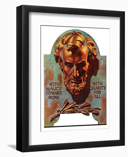 "Re -print of "Bronze Lincoln"," February 1, 1976-Joseph Christian Leyendecker-Framed Giclee Print