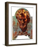 "Re -print of "Bronze Lincoln"," February 1, 1976-Joseph Christian Leyendecker-Framed Giclee Print