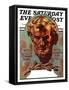 "Re -print of "Bronze Lincoln"," Saturday Evening Post Cover, February 1, 1976-Joseph Christian Leyendecker-Framed Stretched Canvas