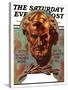 "Re -print of "Bronze Lincoln"," Saturday Evening Post Cover, February 1, 1976-Joseph Christian Leyendecker-Stretched Canvas