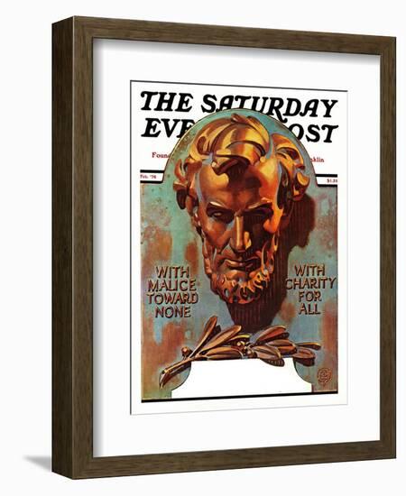 "Re -print of "Bronze Lincoln"," Saturday Evening Post Cover, February 1, 1976-Joseph Christian Leyendecker-Framed Giclee Print