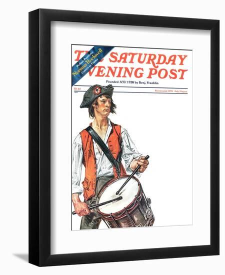 "Re-print of "Colonial Drummer"," Saturday Evening Post Cover, July/Aug 1976-Joseph Christian Leyendecker-Framed Giclee Print