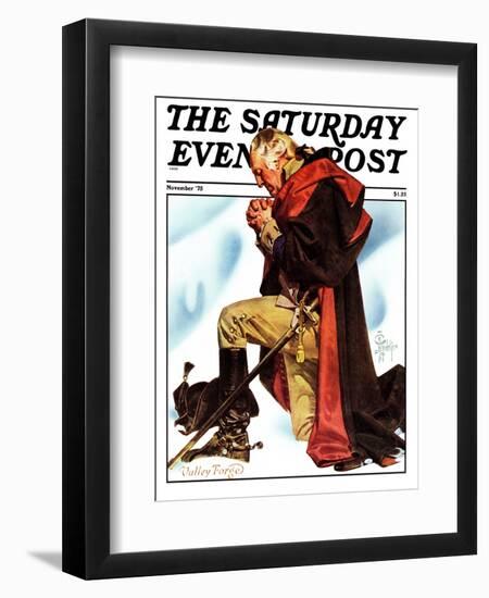 "Re-print of "George Washington at Valley Forge"," Saturday Evening Post Cover, November 1, 1975-Joseph Christian Leyendecker-Framed Giclee Print