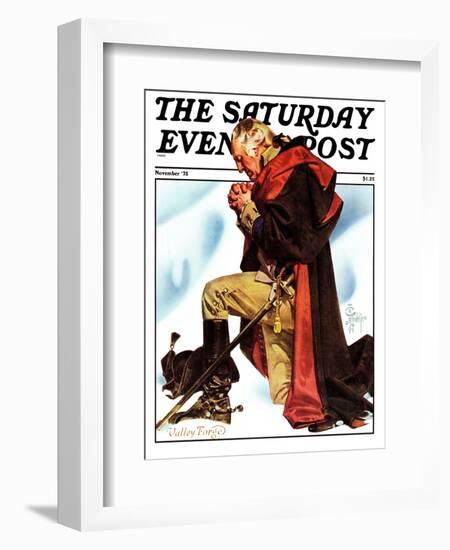 "Re-print of "George Washington at Valley Forge"," Saturday Evening Post Cover, November 1, 1975-Joseph Christian Leyendecker-Framed Giclee Print