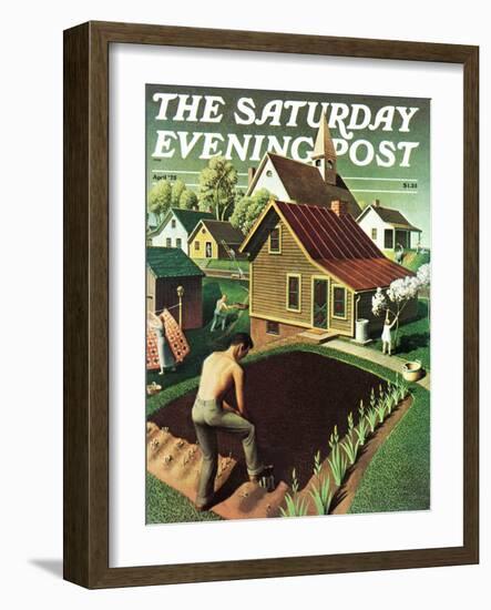 "Re print of "Spring 1942"," Saturday Evening Post Cover, April 18, 1942-Grant Wood-Framed Premium Giclee Print
