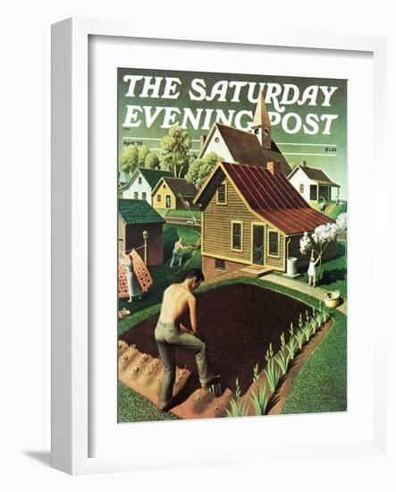 "Re print of "Spring 1942"," Saturday Evening Post Cover, April 18, 1942-Grant Wood-Framed Premium Giclee Print