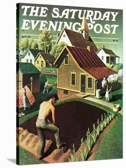 "Re print of "Spring 1942"," Saturday Evening Post Cover, April 18, 1942-Grant Wood-Stretched Canvas