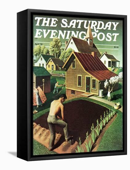 "Re print of "Spring 1942"," Saturday Evening Post Cover, April 18, 1942-Grant Wood-Framed Stretched Canvas