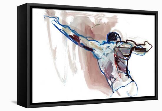 Reach, 2022, (mixed media on paper)-Mark Adlington-Framed Stretched Canvas