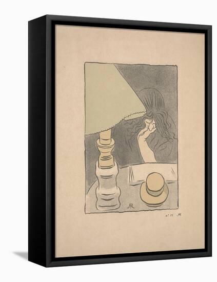 Reader with a Lamp, 1895 (Colour Litho)-Jozsef Rippl-Ronai-Framed Stretched Canvas