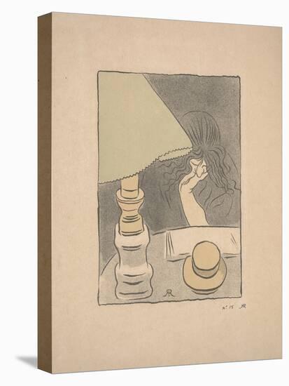 Reader with a Lamp, 1895 (Colour Litho)-Jozsef Rippl-Ronai-Stretched Canvas