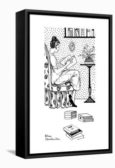 Reading a Book, Armchair-Else Courlander-Framed Stretched Canvas