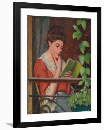 Reading Al Fresco - Woman on the Balcony; Lettura Al Fresco - Donna Al Balcone-Federigo Zandomeneghi-Framed Giclee Print