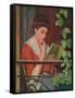 Reading Al Fresco - Woman on the Balcony; Lettura Al Fresco - Donna Al Balcone-Federigo Zandomeneghi-Framed Stretched Canvas