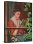 Reading Al Fresco - Woman on the Balcony; Lettura Al Fresco - Donna Al Balcone-Federigo Zandomeneghi-Stretched Canvas