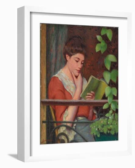 Reading Al Fresco - Woman on the Balcony; Lettura Al Fresco - Donna Al Balcone-Federigo Zandomeneghi-Framed Giclee Print