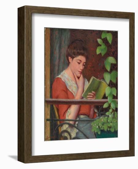 Reading Al Fresco - Woman on the Balcony; Lettura Al Fresco - Donna Al Balcone-Federigo Zandomeneghi-Framed Giclee Print