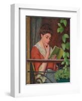 Reading Al Fresco - Woman on the Balcony; Lettura Al Fresco - Donna Al Balcone-Federigo Zandomeneghi-Framed Giclee Print