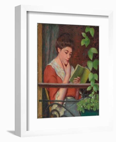 Reading Al Fresco - Woman on the Balcony; Lettura Al Fresco - Donna Al Balcone-Federigo Zandomeneghi-Framed Giclee Print