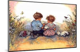 Reading - Alfie Illustrated Print-Shirley Hughes-Mounted Giclee Print