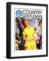 "Reading Among the Blossoms," Country Gentleman Cover, May 1, 1936-null-Framed Giclee Print
