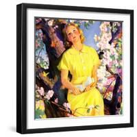 "Reading Among the Blossoms,"May 1, 1936-null-Framed Giclee Print