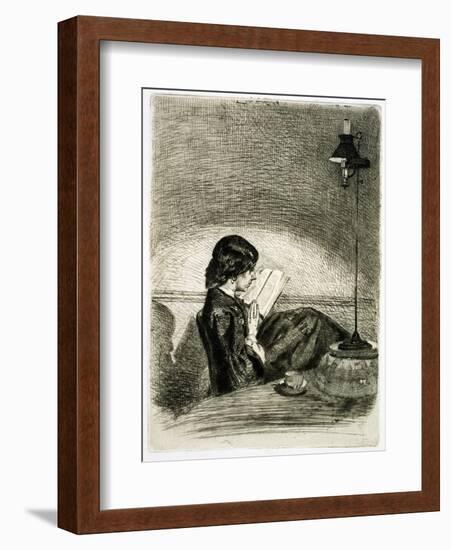 Reading by Lamplight, 1858-James Abbott McNeill Whistler-Framed Giclee Print