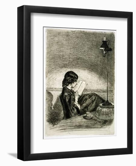 Reading by Lamplight, 1858-James Abbott McNeill Whistler-Framed Giclee Print
