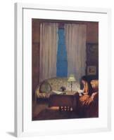 'Reading by Lamplight (Twilight: Interior)', 1909-George Clausen-Framed Giclee Print