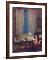 'Reading by Lamplight (Twilight: Interior)', 1909-George Clausen-Framed Giclee Print