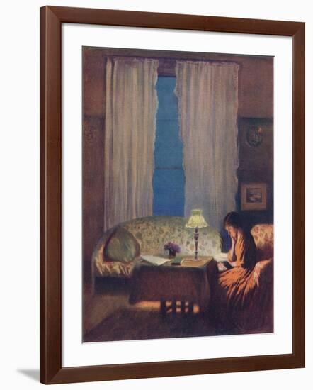 'Reading by Lamplight (Twilight: Interior)', 1909-George Clausen-Framed Giclee Print