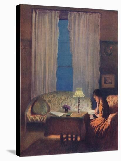 'Reading by Lamplight (Twilight: Interior)', 1909-George Clausen-Stretched Canvas